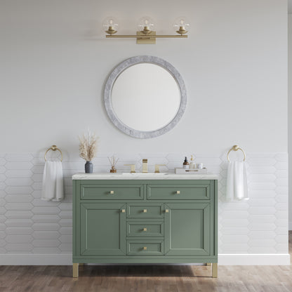 James Martin Vanities Chicago 48" Smokey Celadon Single Vanity With 3 cm Ethereal Noctis Silestone Top and FreePower Wireless Charger