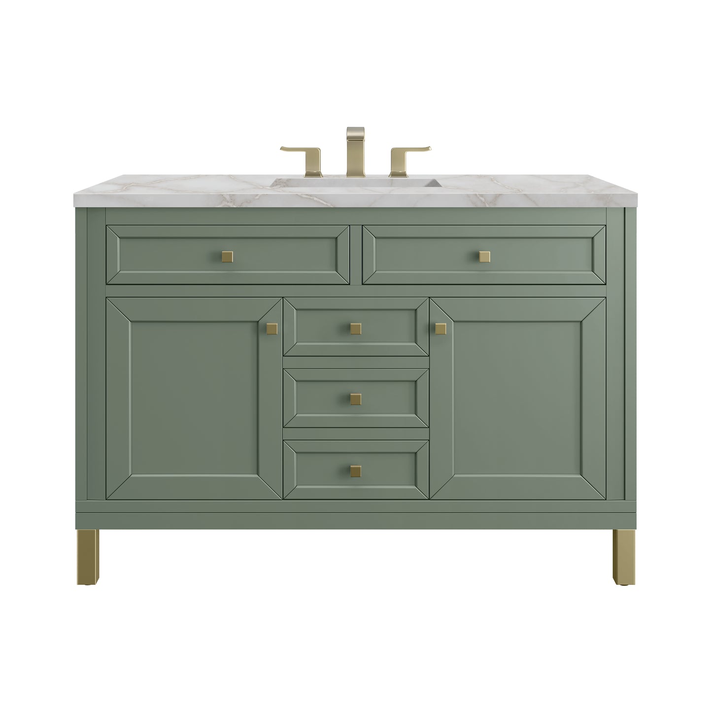 James Martin Vanities Chicago 48" Smokey Celadon Single Vanity With 3 cm Victorian Silver Silestone Top and FreePower Wireless Charger