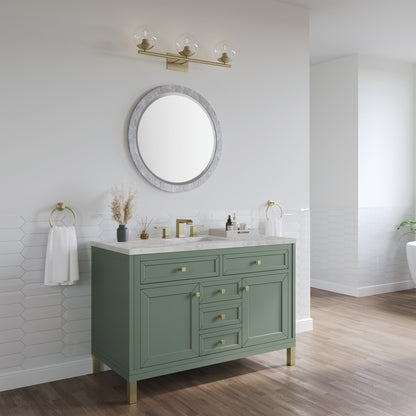 James Martin Vanities Chicago 48" Smokey Celadon Single Vanity With 3 cm Victorian Silver Top