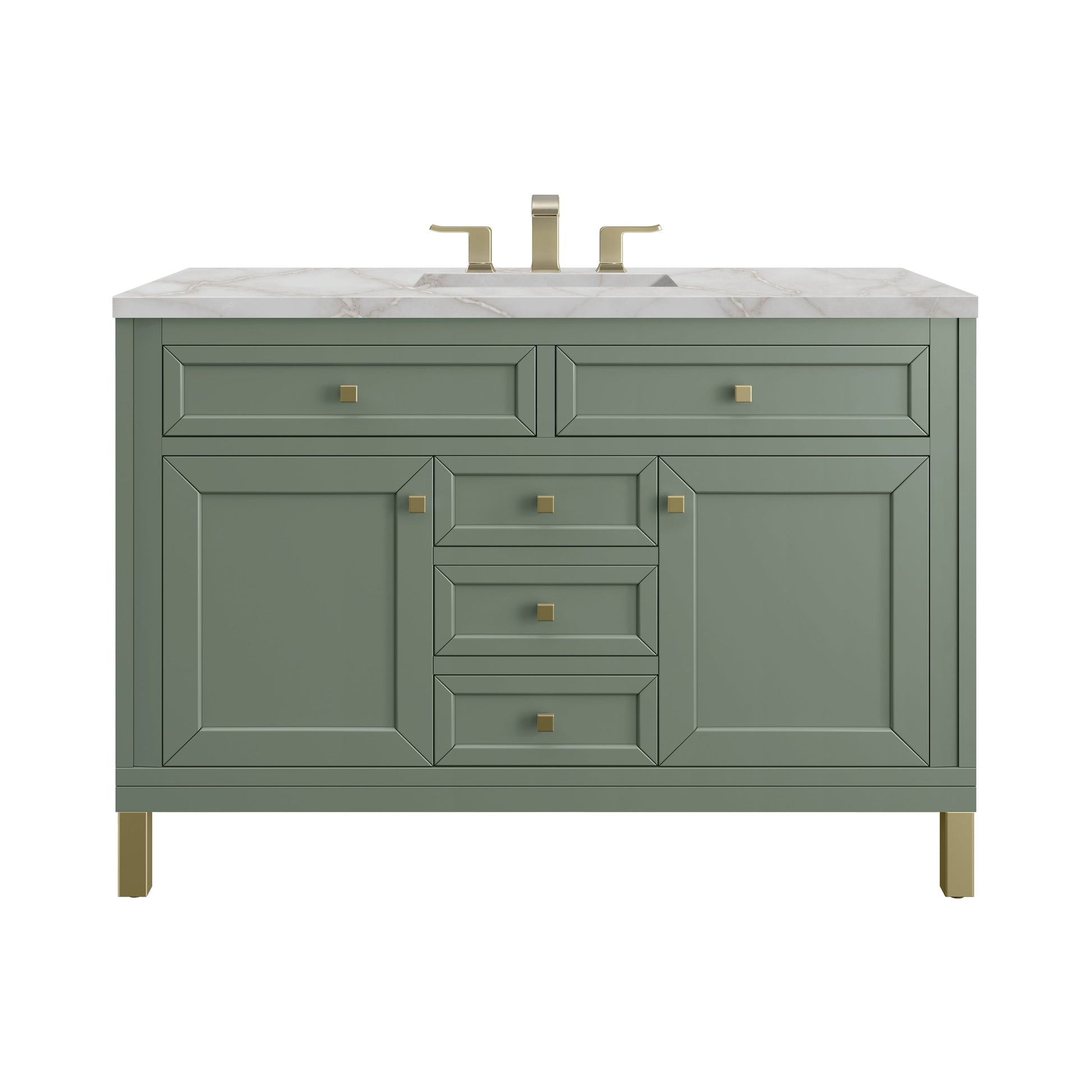 James Martin Vanities Chicago 48" Smokey Celadon Single Vanity With 3 cm Victorian Silver Top