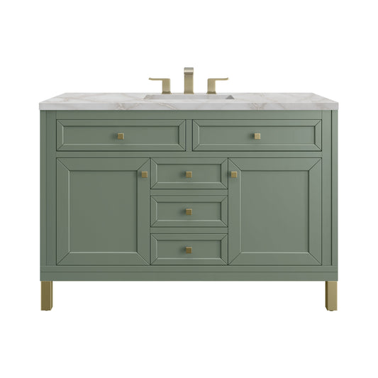 James Martin Vanities Chicago 48" Smokey Celadon Single Vanity With 3 cm Victorian Silver Top