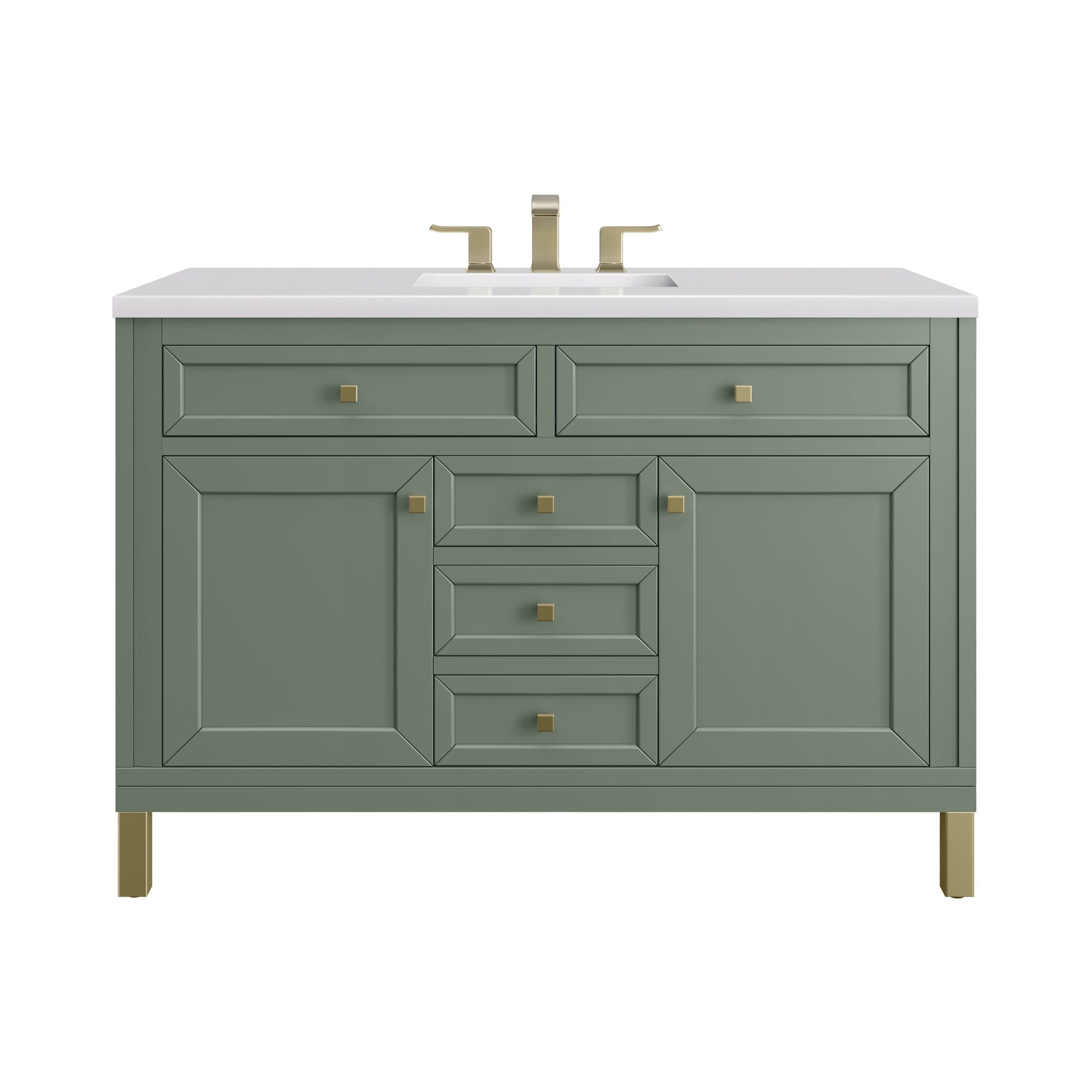 James Martin Vanities Chicago 48" Smokey Celadon Single Vanity With 3 cm White Zeus Top