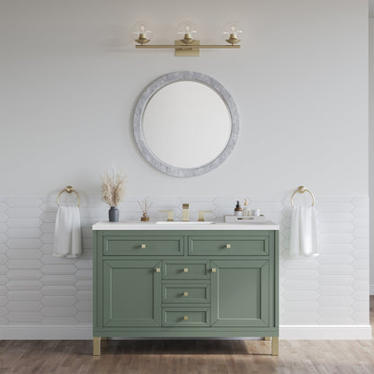 James Martin Vanities Chicago 48" Smokey Celadon Single Vanity With 3 cm White Zeus Top