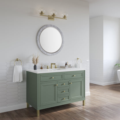 James Martin Vanities Chicago 48" Smokey Celadon Single Vanity With 3 cm White Zeus Top