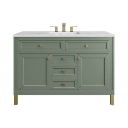 James Martin Vanities Chicago 48" Smokey Celadon Single Vanity With 3cm Arctic Fall Top