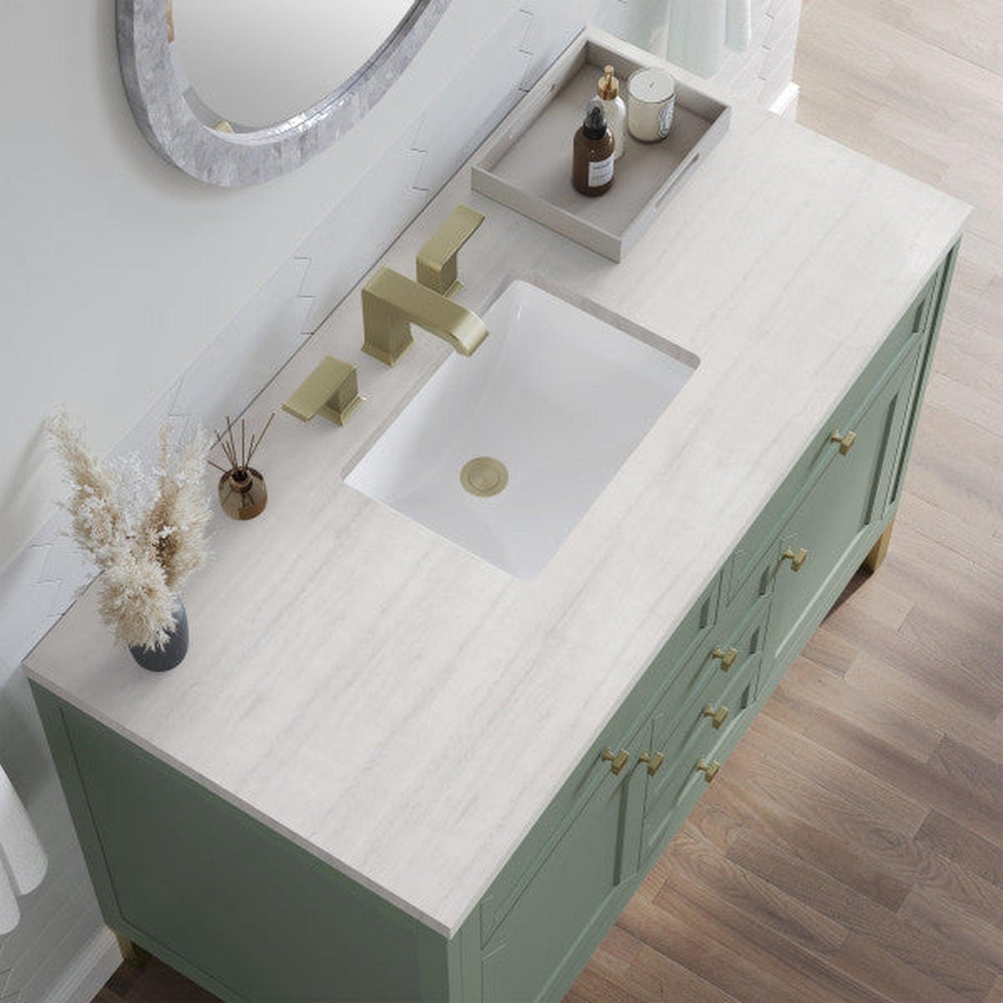 James Martin Vanities Chicago 48" Smokey Celadon Single Vanity With 3cm Arctic Fall Top