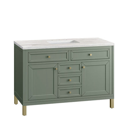 James Martin Vanities Chicago 48" Smokey Celadon Single Vanity With 3cm Arctic Fall Top