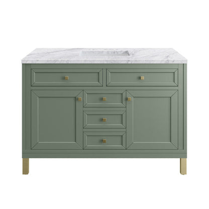 James Martin Vanities Chicago 48" Smokey Celadon Single Vanity With 3cm Carrara Marble Top