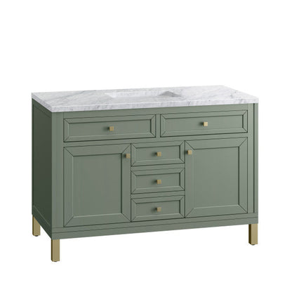 James Martin Vanities Chicago 48" Smokey Celadon Single Vanity With 3cm Carrara Marble Top