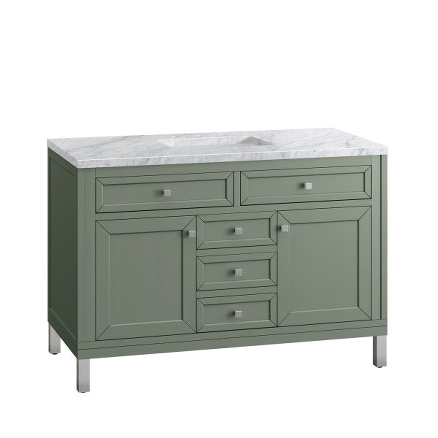 James Martin Vanities Chicago 48" Smokey Celadon Single Vanity With 3cm Carrara Marble Top