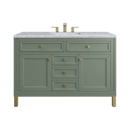 James Martin Vanities Chicago 48" Smokey Celadon Single Vanity With 3cm Carrara Marble Top