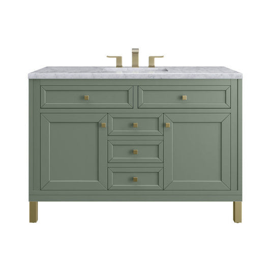 James Martin Vanities Chicago 48" Smokey Celadon Single Vanity With 3cm Carrara Marble Top