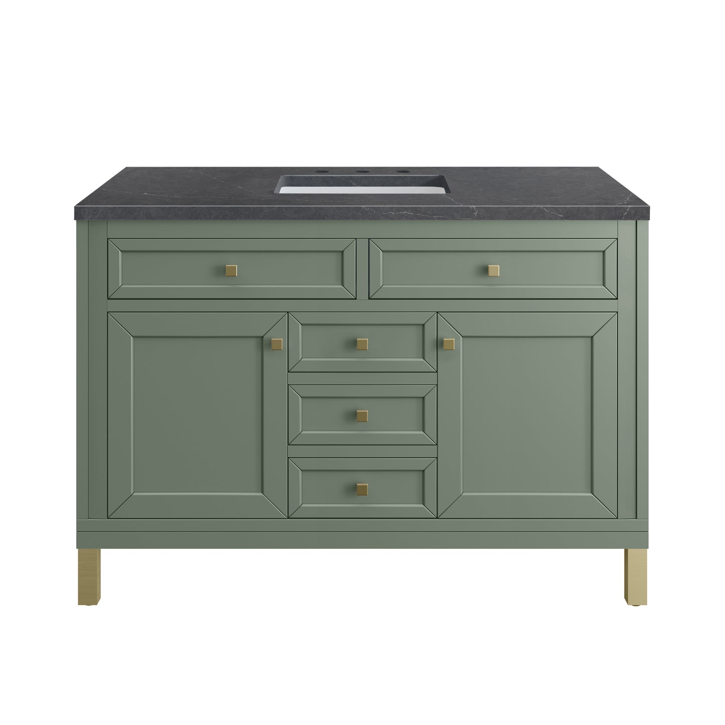 James Martin Vanities Chicago 48" Smokey Celadon Single Vanity With 3cm Charcoal Soapstone Silestone Top