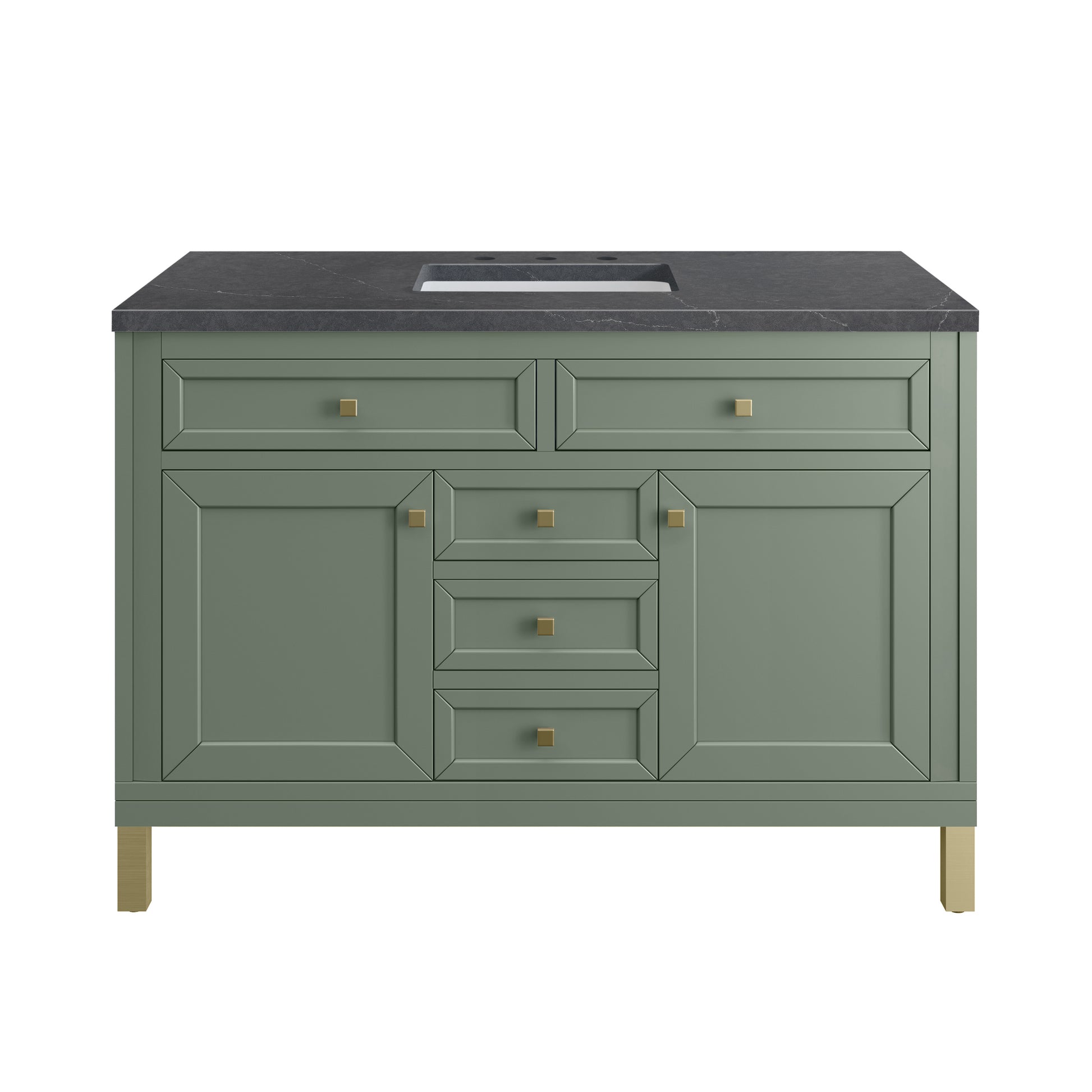 James Martin Vanities Chicago 48" Smokey Celadon Single Vanity With 3cm Charcoal Soapstone Silestone Top