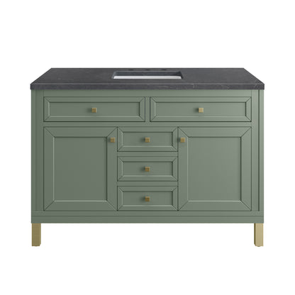 James Martin Vanities Chicago 48" Smokey Celadon Single Vanity With 3cm Charcoal Soapstone Silestone Top