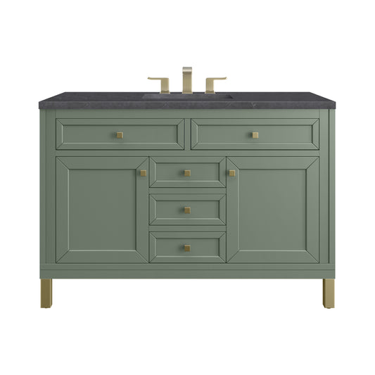 James Martin Vanities Chicago 48" Smokey Celadon Single Vanity With 3cm Charcoal Soapstone Silestone Top