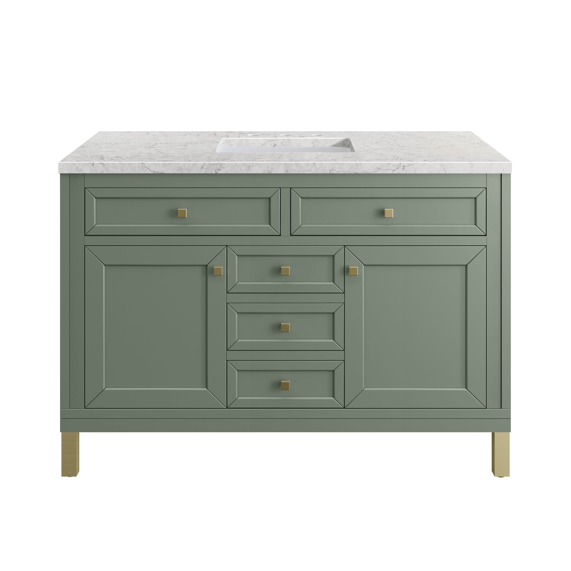 James Martin Vanities Chicago 48" Smokey Celadon Single Vanity With 3cm Eternal Jasmine Pearl Silestone Top
