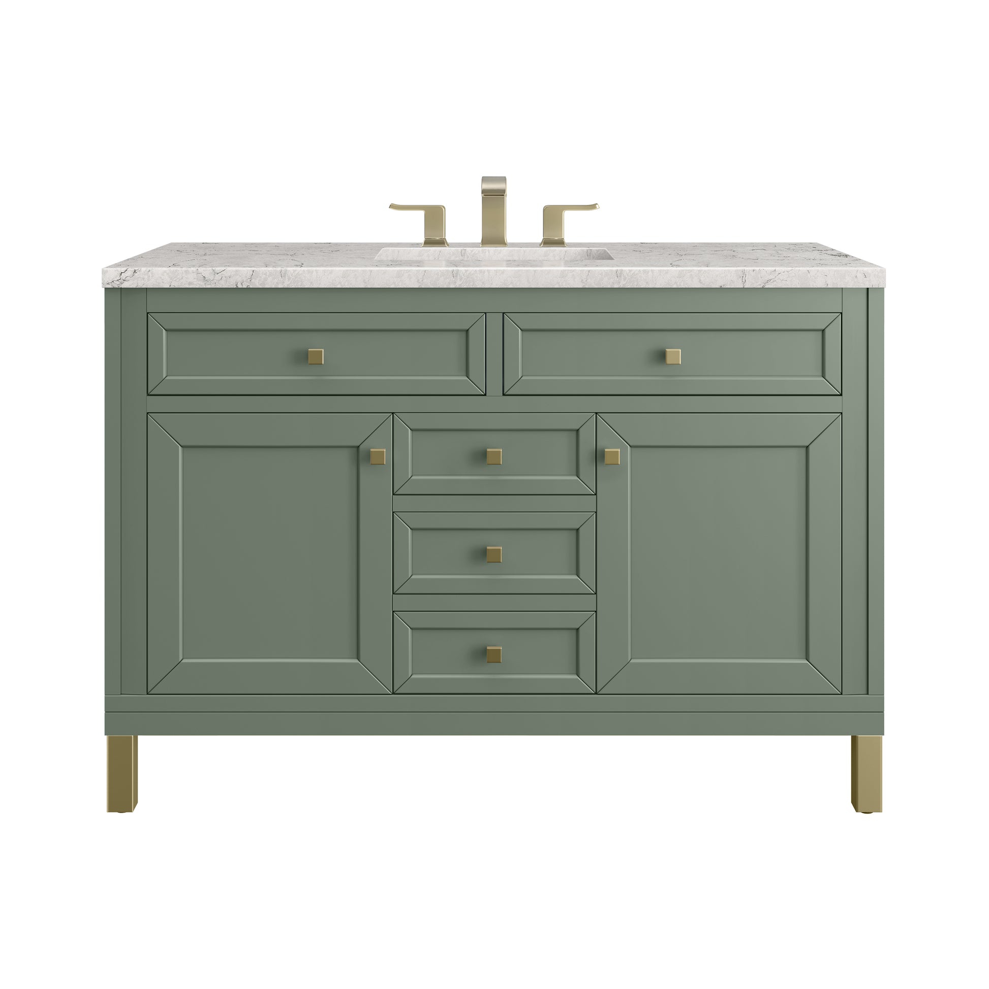 James Martin Vanities Chicago 48" Smokey Celadon Single Vanity With 3cm Eternal Jasmine Pearl Silestone Top