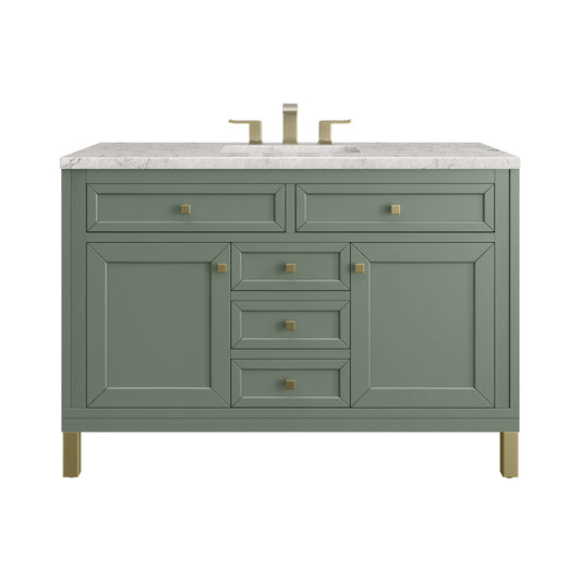 James Martin Vanities Chicago 48" Smokey Celadon Single Vanity With 3cm Eternal Jasmine Pearl Silestone Top