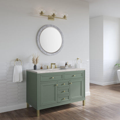 James Martin Vanities Chicago 48" Smokey Celadon Single Vanity With 3cm Eternal Jasmine Pearl Top