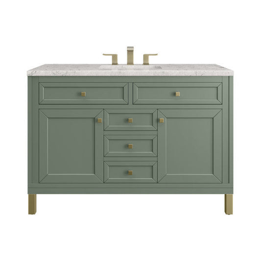 James Martin Vanities Chicago 48" Smokey Celadon Single Vanity With 3cm Eternal Jasmine Pearl Top