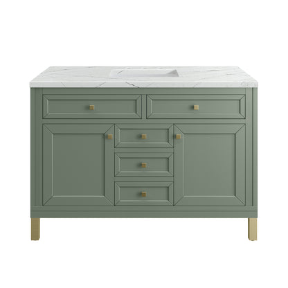 James Martin Vanities Chicago 48" Smokey Celadon Single Vanity With 3cm Ethereal Noctis Silestone Top
