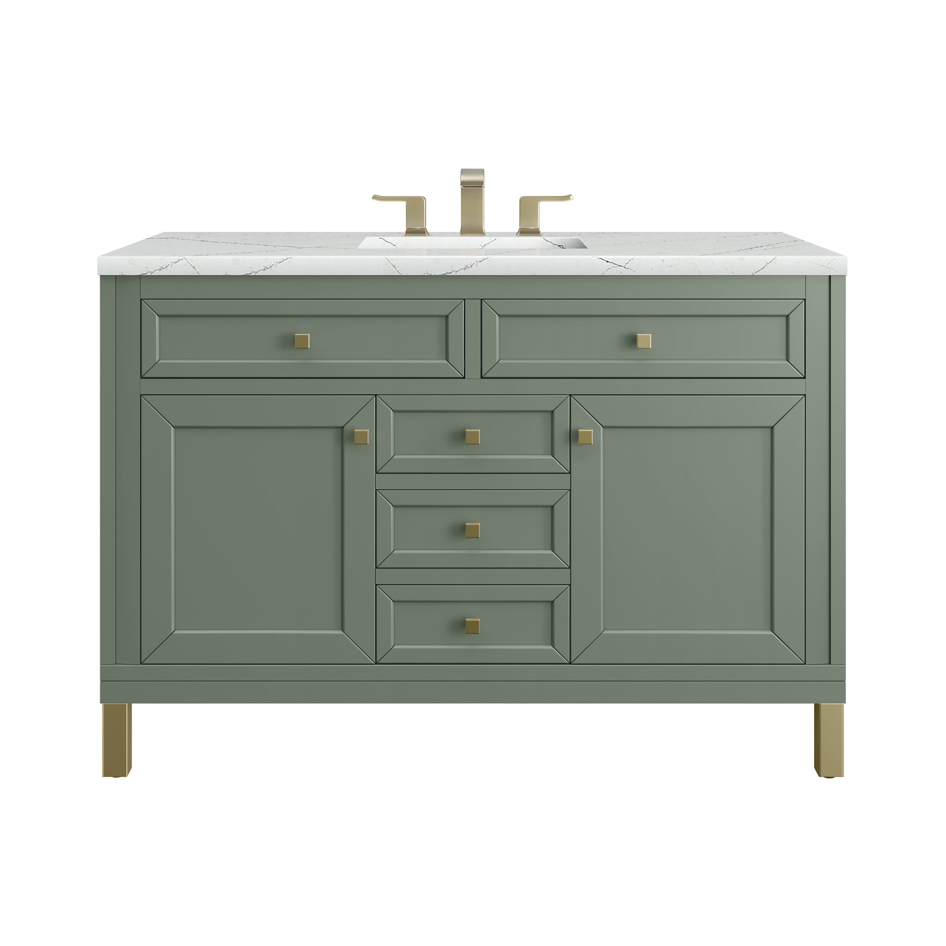 James Martin Vanities Chicago 48" Smokey Celadon Single Vanity With 3cm Ethereal Noctis Silestone Top