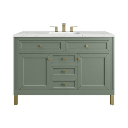 James Martin Vanities Chicago 48" Smokey Celadon Single Vanity With 3cm Ethereal Noctis Silestone Top