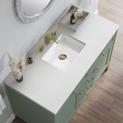 James Martin Vanities Chicago 48" Smokey Celadon Single Vanity With 3cm White Zeus Silestone Top