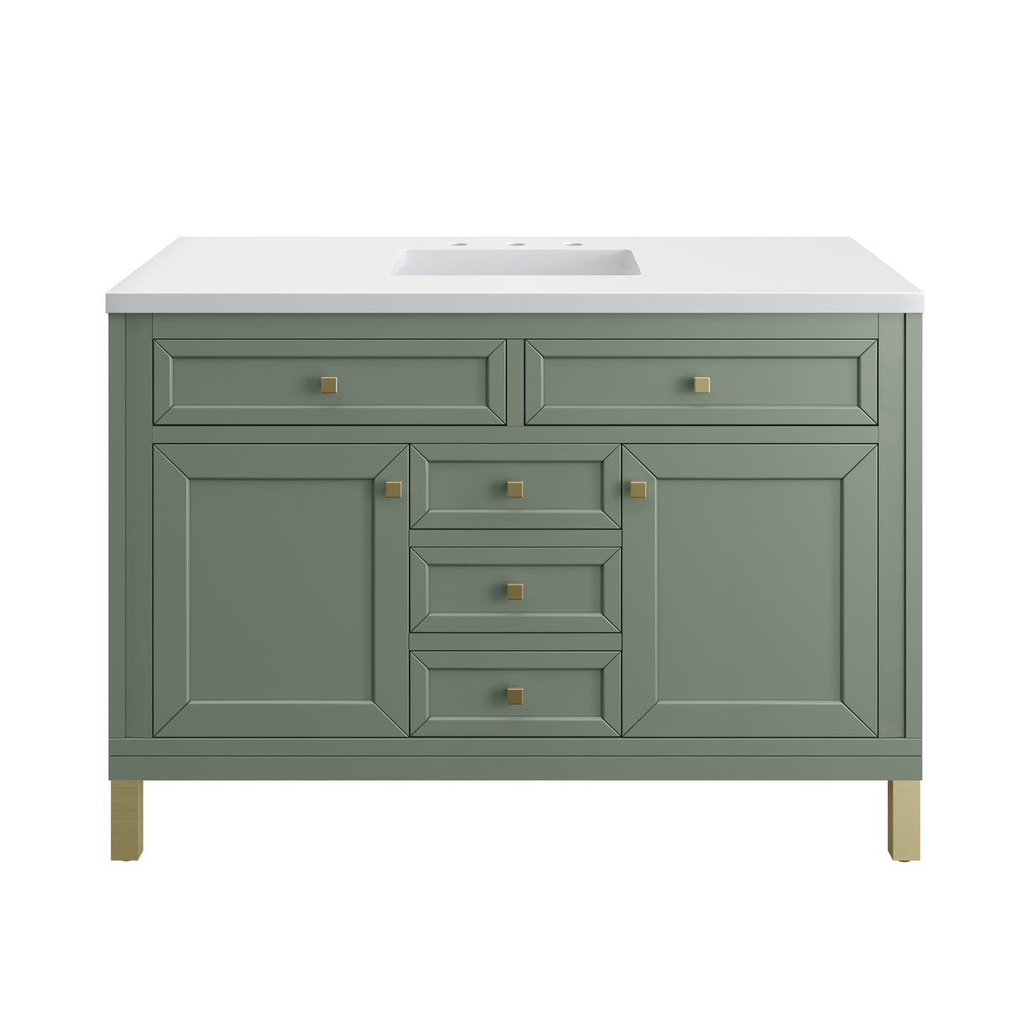 James Martin Vanities Chicago 48" Smokey Celadon Single Vanity With 3cm White Zeus Silestone Top