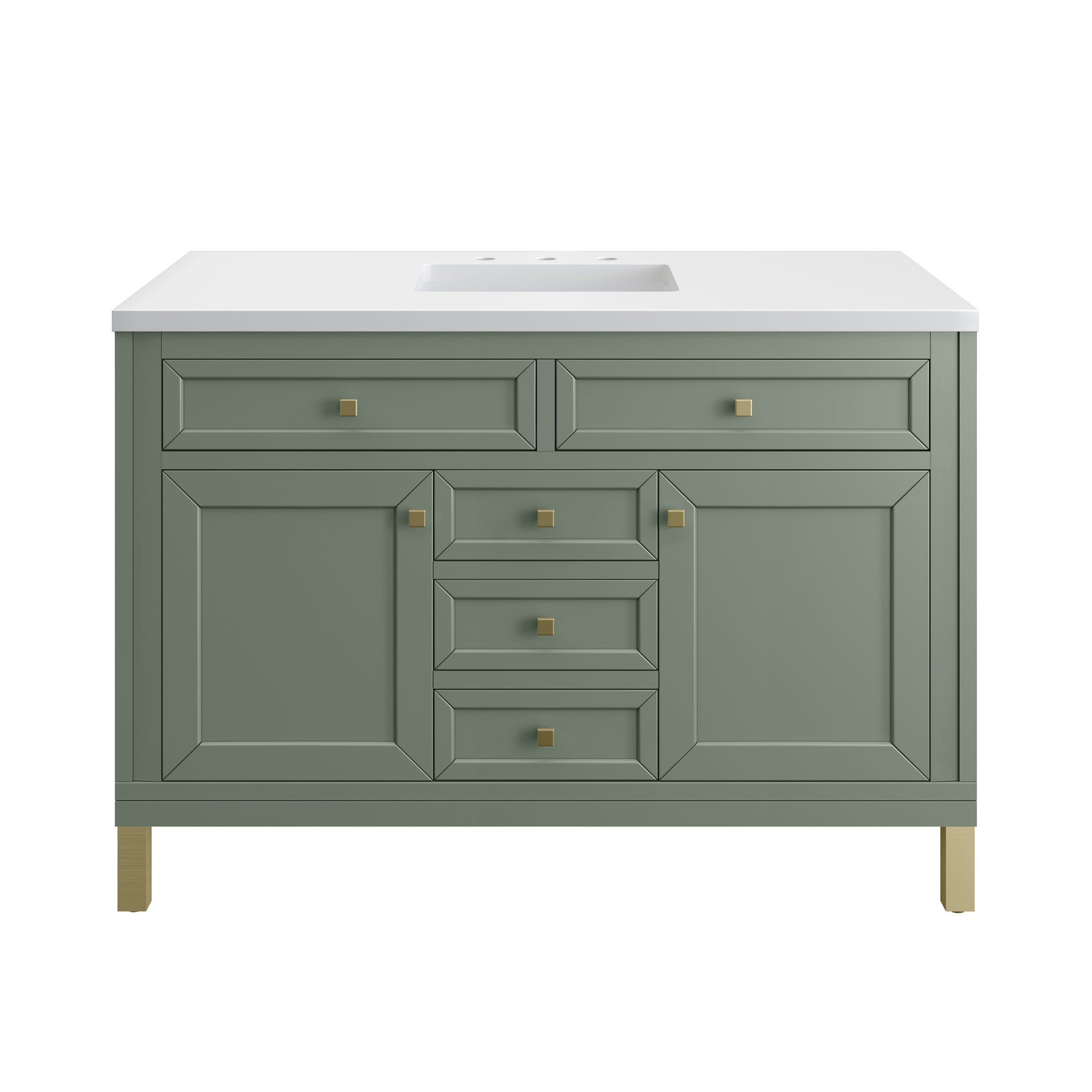 James Martin Vanities Chicago 48" Smokey Celadon Single Vanity With 3cm White Zeus Silestone Top