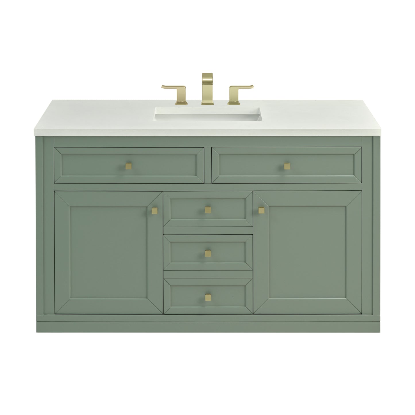 James Martin Vanities Chicago 48" Smokey Celadon Single Vanity With 3cm White Zeus Silestone Top
