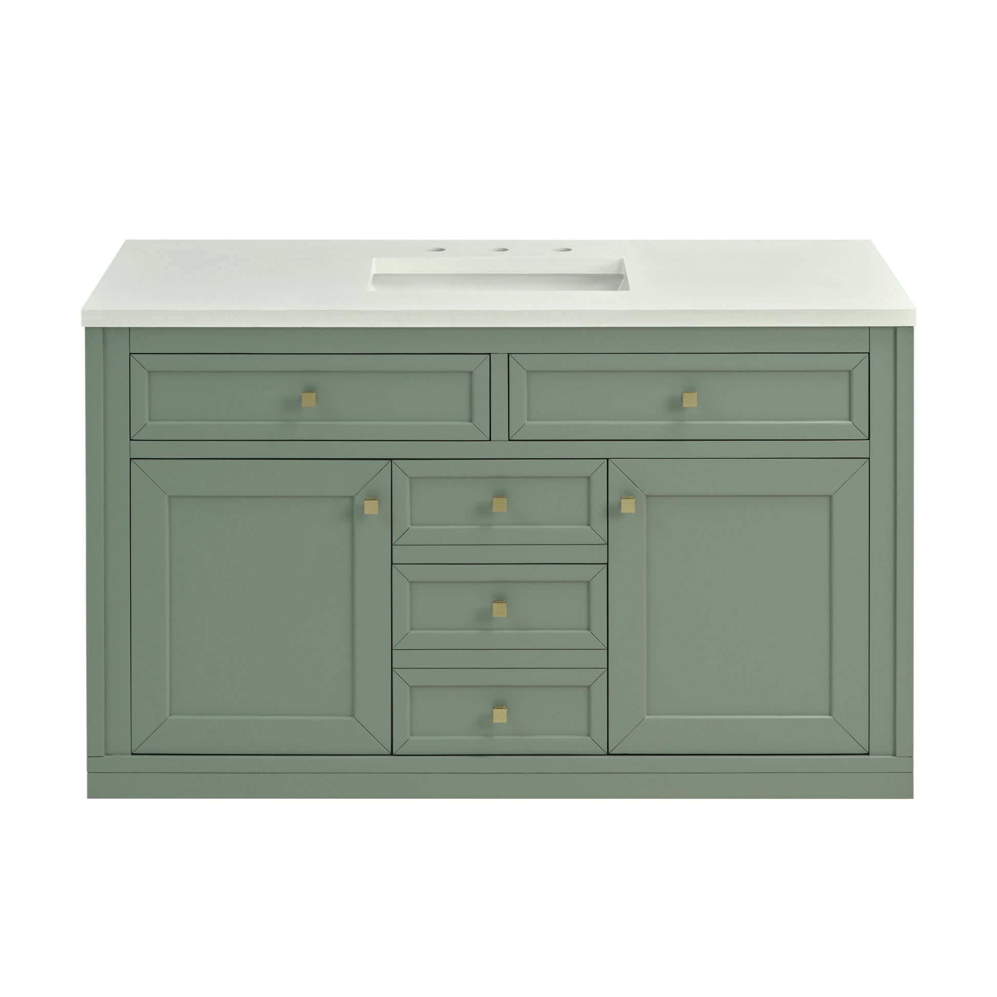 James Martin Vanities Chicago 48" Smokey Celadon Single Vanity With 3cm White Zeus Silestone Top