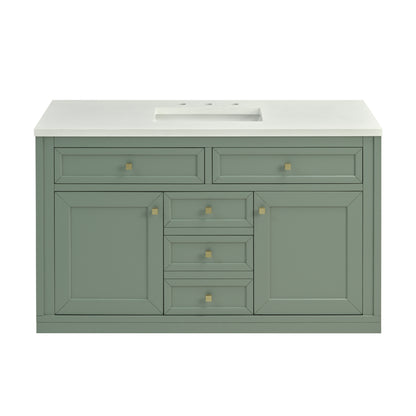 James Martin Vanities Chicago 48" Smokey Celadon Single Vanity With 3cm White Zeus Silestone Top