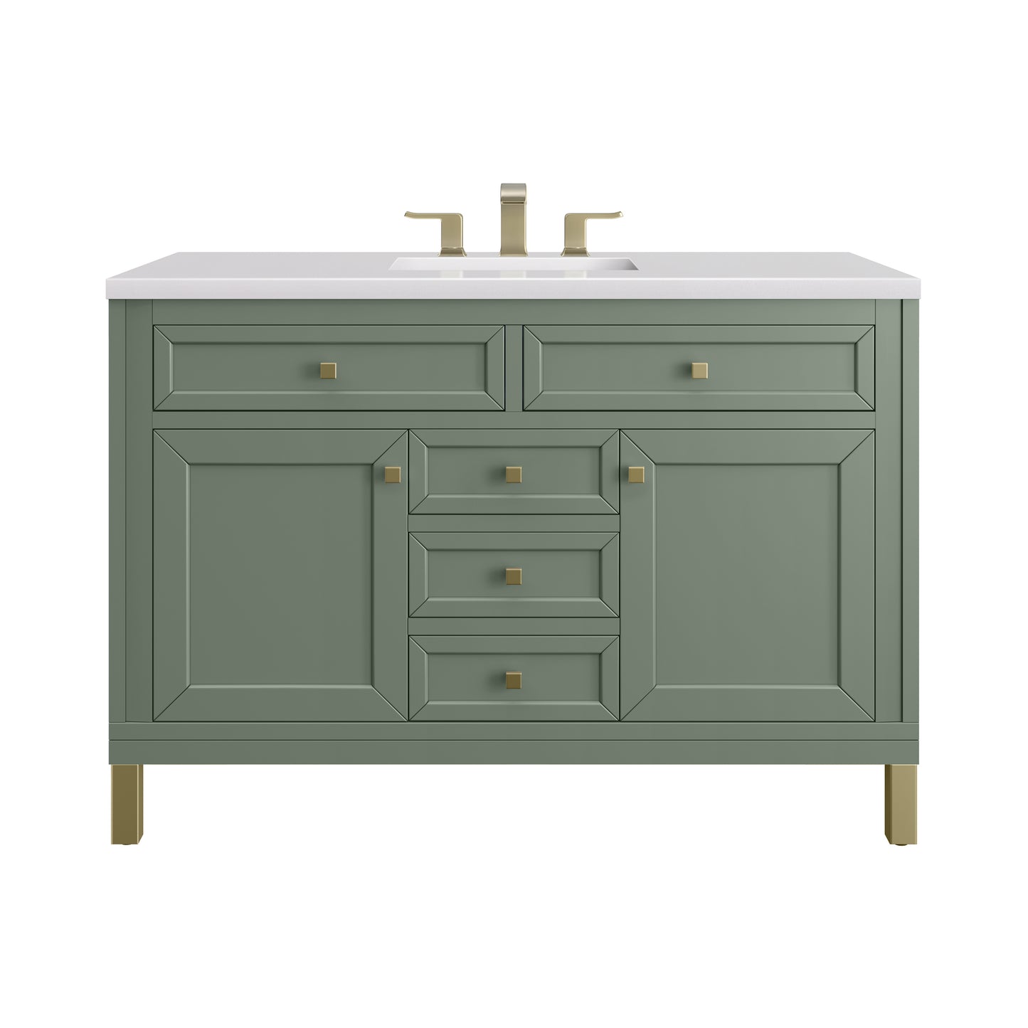 James Martin Vanities Chicago 48" Smokey Celadon Single Vanity With 3cm White Zeus Silestone Top