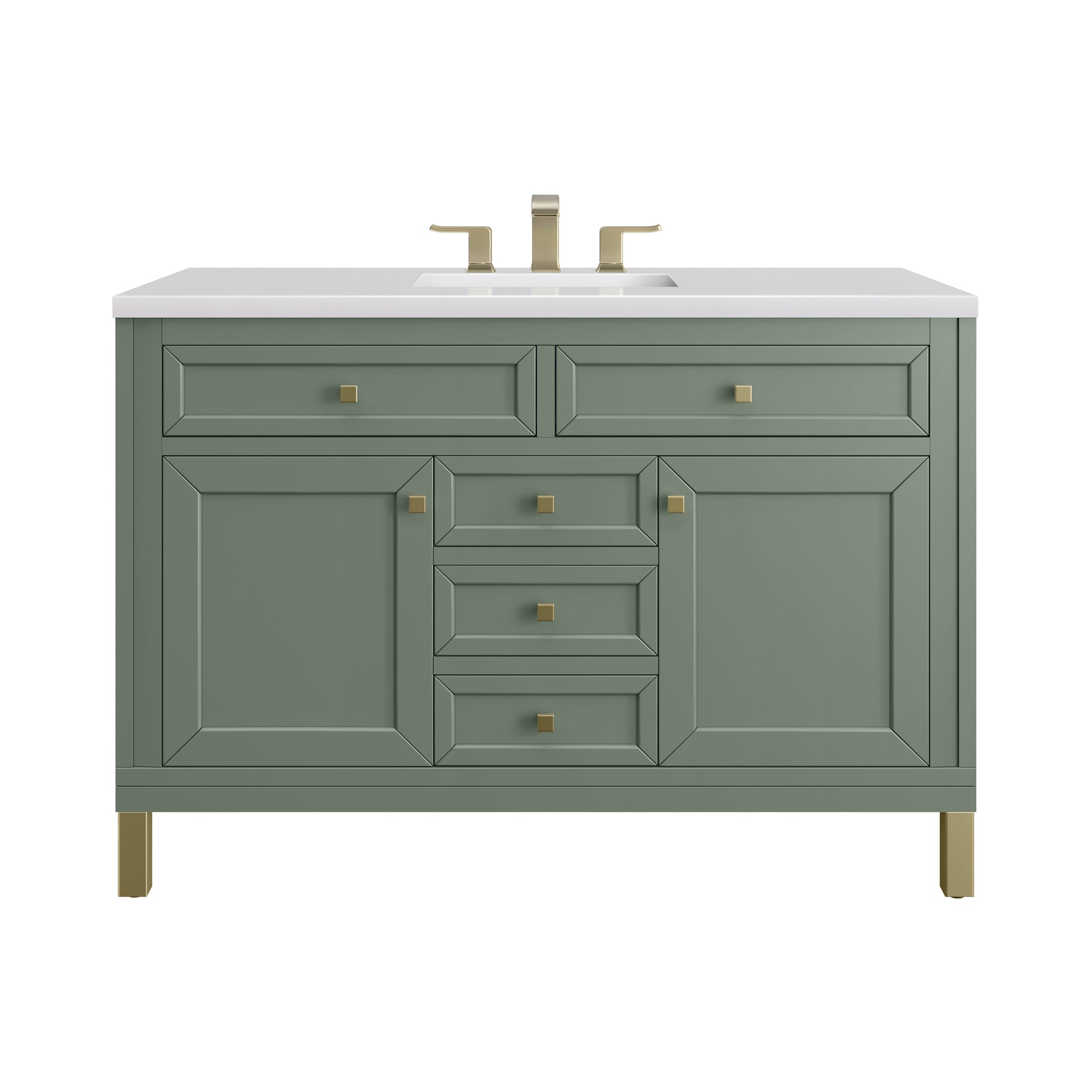 James Martin Vanities Chicago 48" Smokey Celadon Single Vanity With 3cm White Zeus Silestone Top