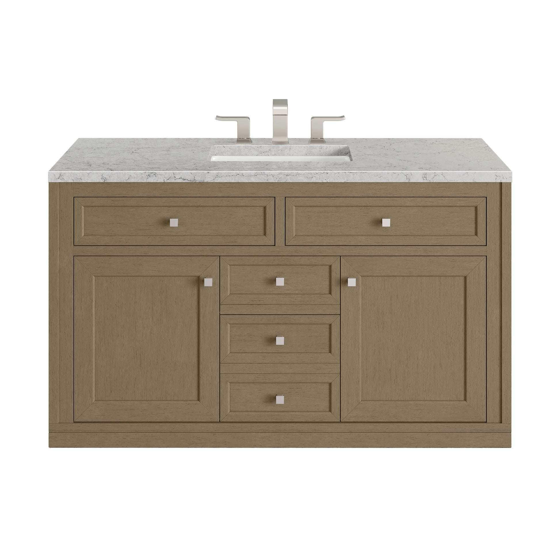 James Martin Vanities Chicago 48" Walnut Whisper Single Vanity With 3 cm Eternal Jasmine Pearl Silestone Top and FreePower Wireless Charger