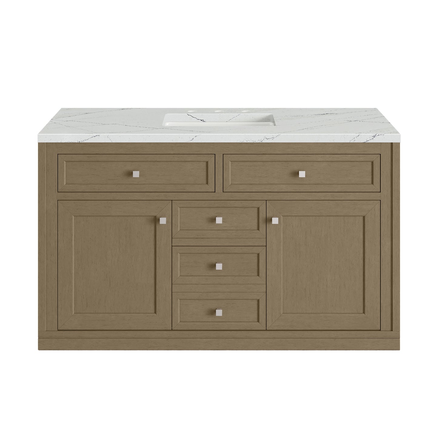 James Martin Vanities Chicago 48" Walnut Whisper Single Vanity With 3 cm Ethereal Noctis Silestone Top and FreePower Wireless Charger