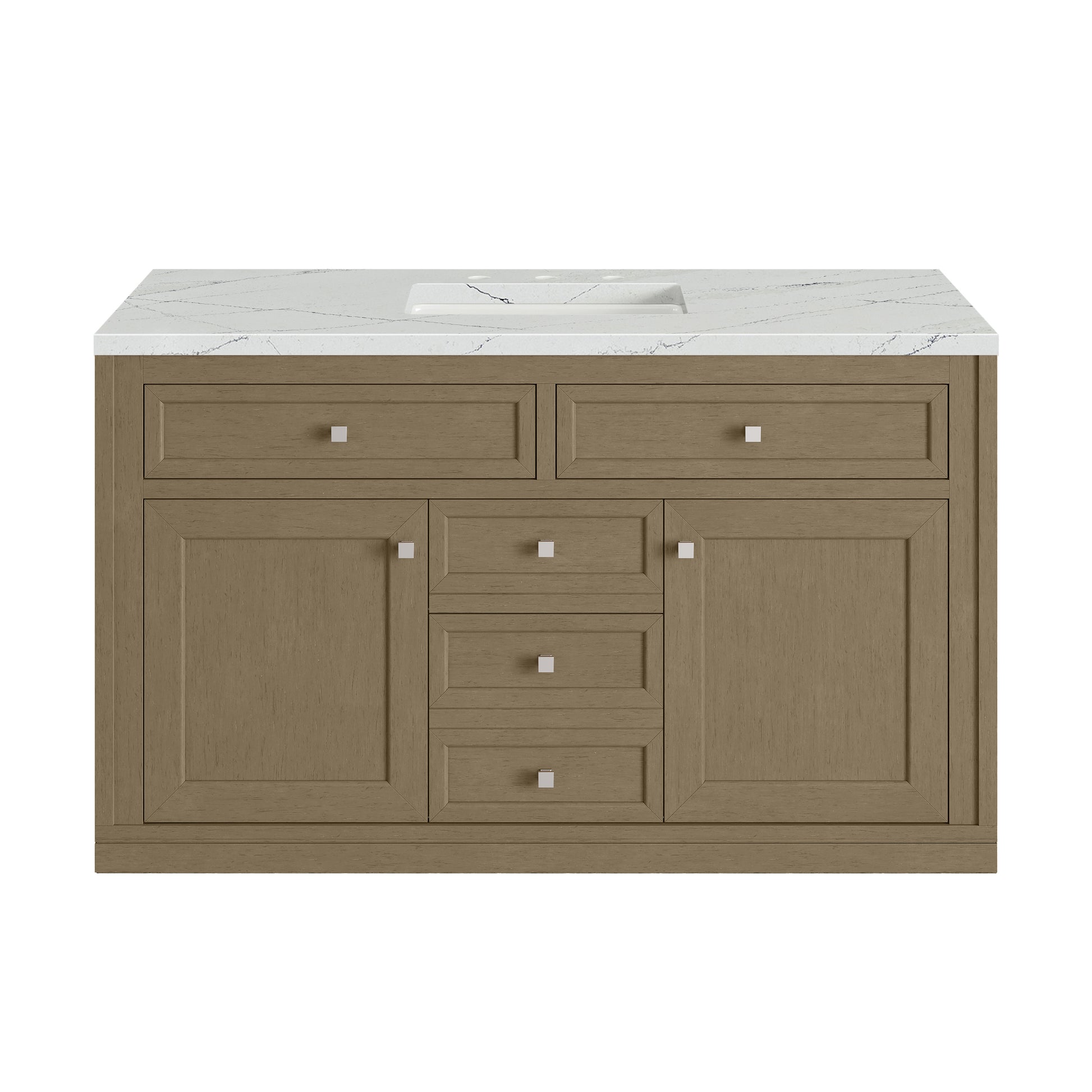 James Martin Vanities Chicago 48" Walnut Whisper Single Vanity With 3 cm Ethereal Noctis Silestone Top and FreePower Wireless Charger