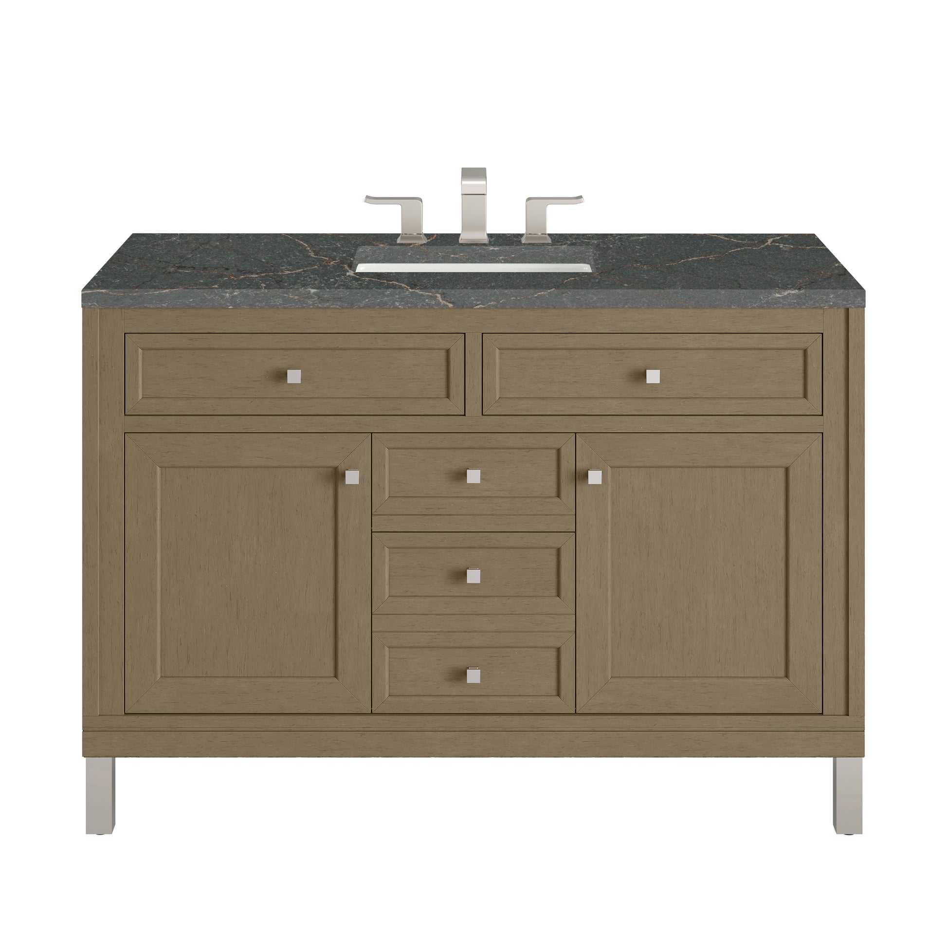 James Martin Vanities Chicago 48" Walnut Whisper Single Vanity With 3 cm Parisien Bleu Silestone Top