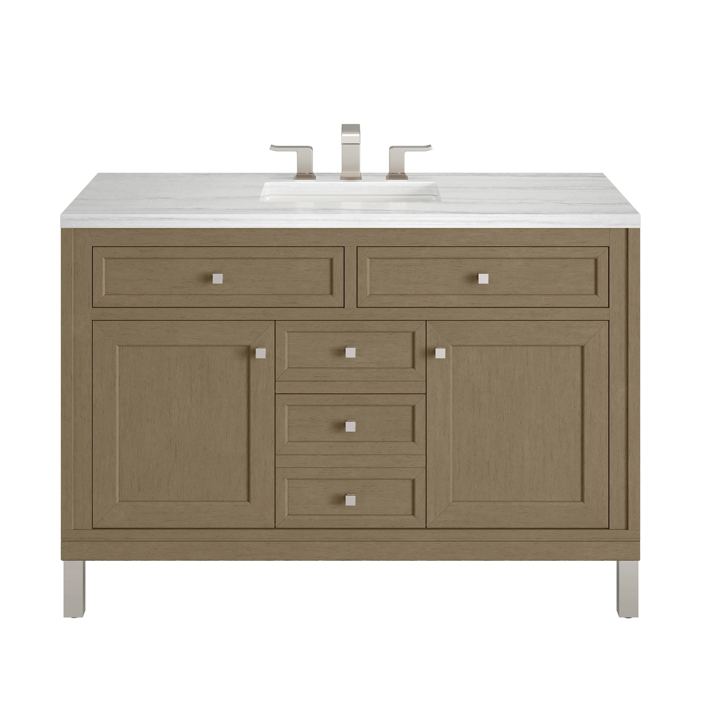 James Martin Vanities Chicago 48" Walnut Whisper Single Vanity With 3cm Arctic Fall Solid Surface Top