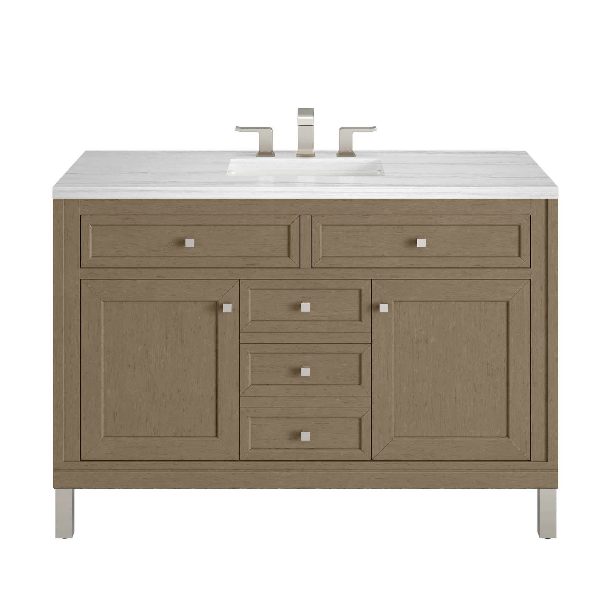 James Martin Vanities Chicago 48" Walnut Whisper Single Vanity With 3cm Arctic Fall Solid Surface Top