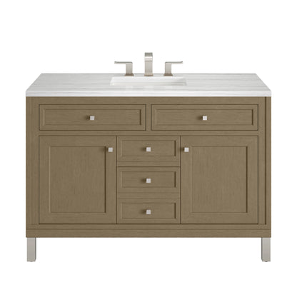 James Martin Vanities Chicago 48" Walnut Whisper Single Vanity With 3cm Arctic Fall Solid Surface Top