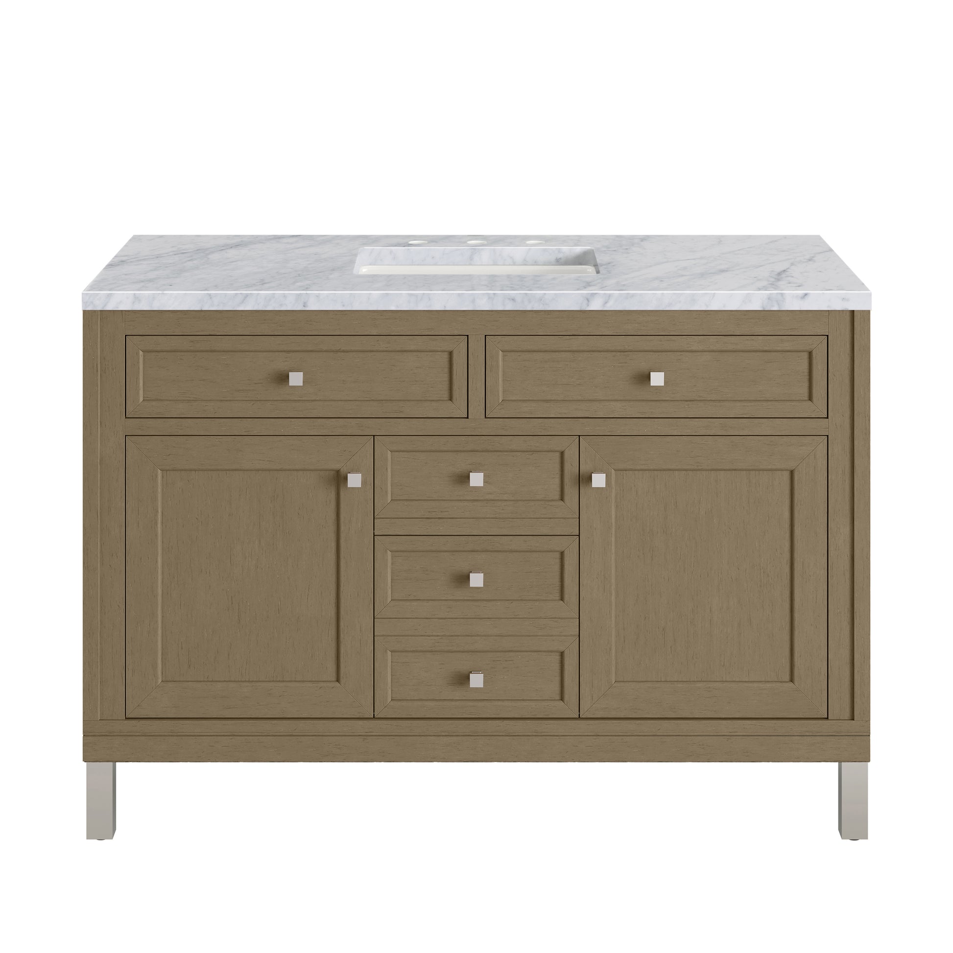 James Martin Vanities Chicago 48" Walnut Whisper Single Vanity With 3cm Carrara Marble Top