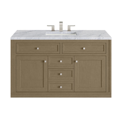 James Martin Vanities Chicago 48" Walnut Whisper Single Vanity With 3cm Carrara Marble Top