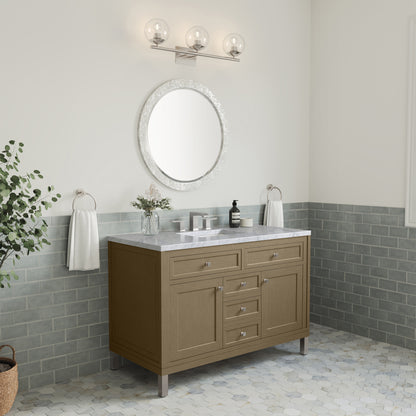 James Martin Vanities Chicago 48" Walnut Whisper Single Vanity With 3cm Carrara Marble Top