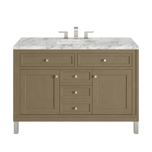 James Martin Vanities Chicago 48" Walnut Whisper Single Vanity With 3cm Carrara Marble Top