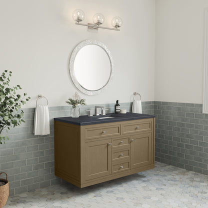 James Martin Vanities Chicago 48" Walnut Whisper Single Vanity With 3cm Charcoal Soapstone Silestone Top