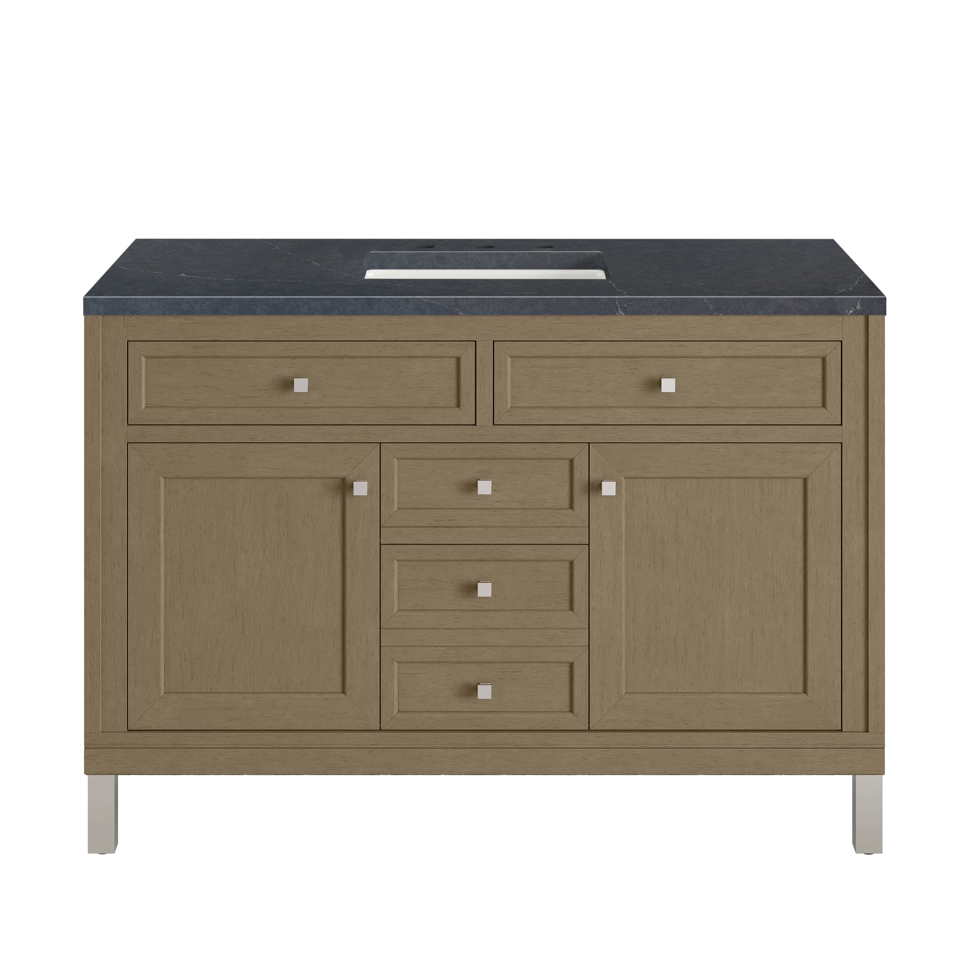 James Martin Vanities Chicago 48" Walnut Whisper Single Vanity With 3cm Charcoal Soapstone Silestone Top