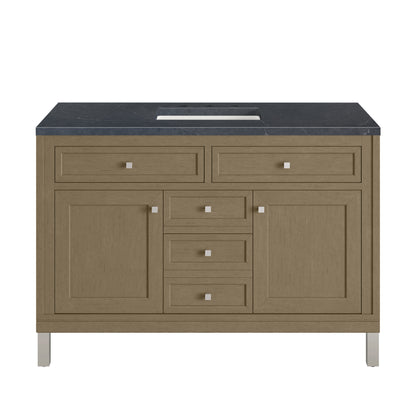 James Martin Vanities Chicago 48" Walnut Whisper Single Vanity With 3cm Charcoal Soapstone Silestone Top